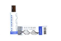 A bottle and package of DE-NOUVEAU Anti-Aging Formula by Élan Elan are shown. The bottle is tall and white with a black cap, featuring a DNA helix design. The package is white with a similar DNA helix design, and the product name and brand information are clearly visible. pictures images stock photography getty shutterstock